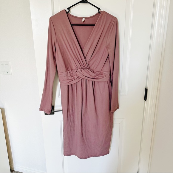 Pinkblush Maternity Mauve Dress Long Sleeve - Picture 1 of 3